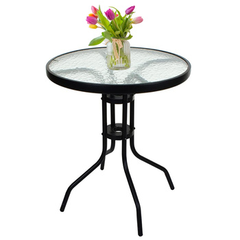 Stół okrągły ogrodowy szklany kawowy taras