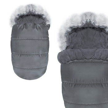 Śpiworek do wózka 5w1 sanek gondola śpiwór futerko XL - ciemny szary