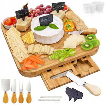 Deska do wędlin i serów z miseczkami do dipów