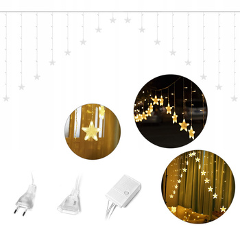 DEKORACYJNE OŚWIETLENIE KURTYNA GWIAZDKI 136LED