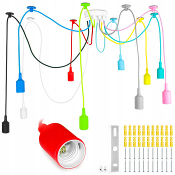 Kolorowa lampa loft żyrandol pająk oplot spider 10 ramion