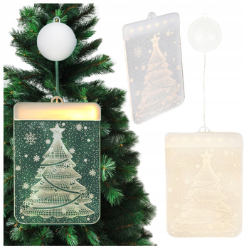 Witraż LED świąteczny ozdoba na okno choinka 3D