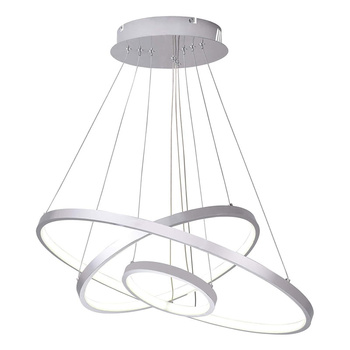 Lampa wisząca LED żyrandol ring 3 obręcze 76W biała