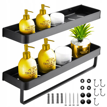 Półka łazienkowa ścienna metalowa wieszak 60 cm - czarna