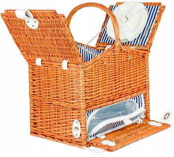 Kosz piknikowy koszyk z wikliny termotorba sztućce 4os