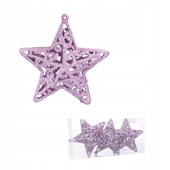 Komplet 3 ażurowych gwiazdek 10cm fiolet