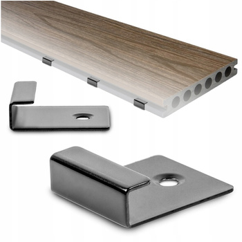 Klipsy montażowe do desek kompozytowych startowe ze stali nierdzewnej czarne 10szt