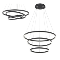 Lampa wisząca żyrandol LED 3 obręcze ringi czarna